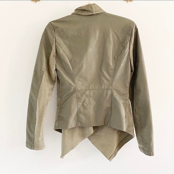Sage Leather & Suede Moto Jacket - Picture 3 of 4